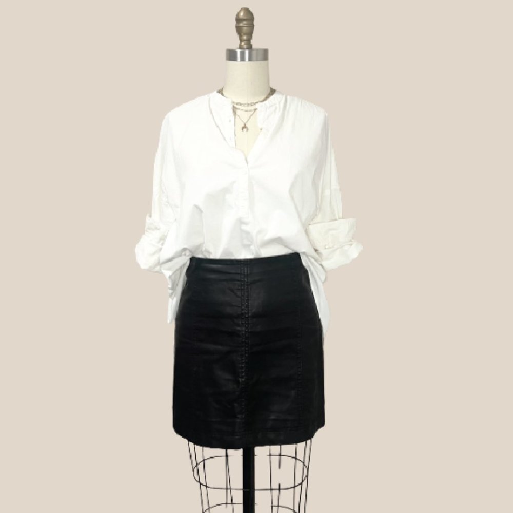 LOFT white cotton shirred henley - Size XS